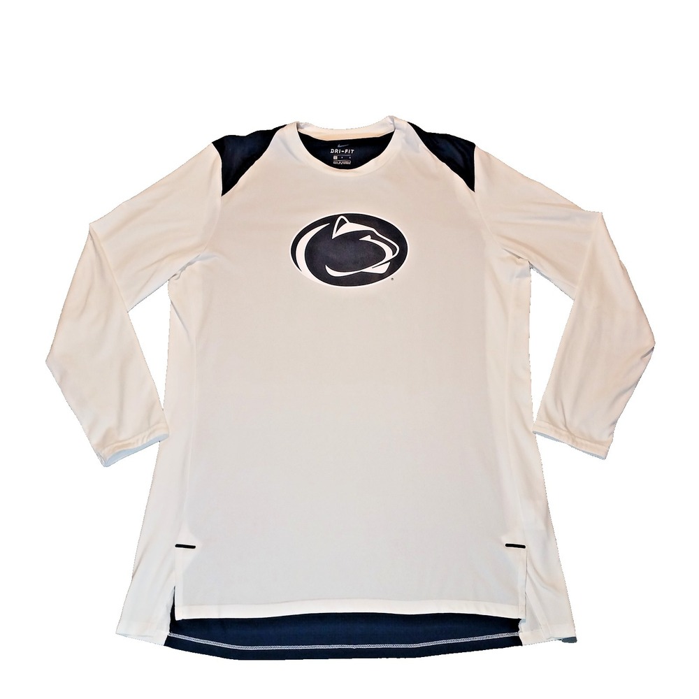 Nike Dri-Fit Penn State Nittany Lions Long Sleeve Shirt Men's Size L White Blue